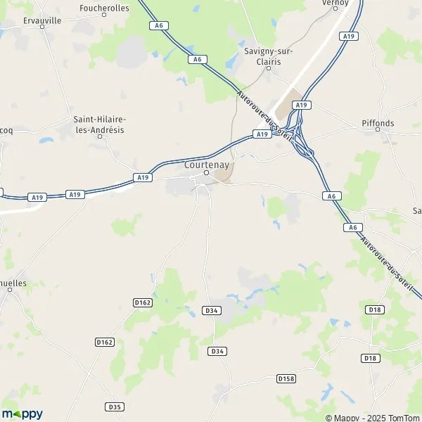 Plan Courtenay carte de Courtenay (45320) et infos pratiques