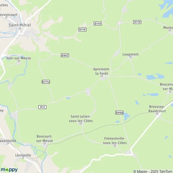Plan ApremontlaForêt carte de ApremontlaForêt (55300) et infos