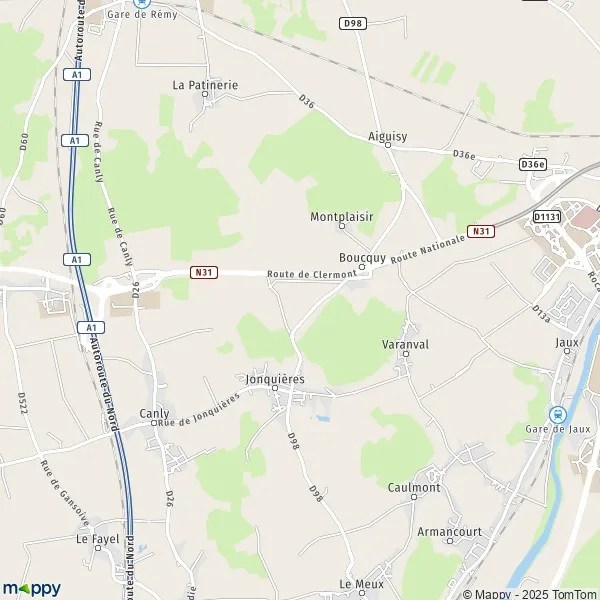 Plan Jonquières carte de Jonquières (60680) et infos pratiques