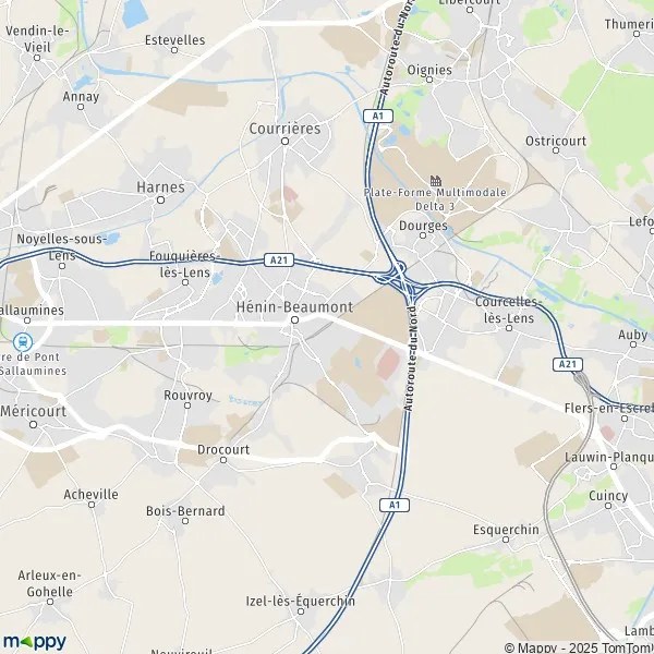 Plan HéninBeaumont carte de HéninBeaumont (62110) et infos pratiques