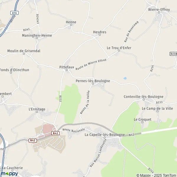 Plan perneslesboulogne carte de perneslesboulogne (62126) et