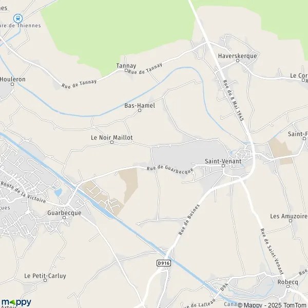 Plan SaintVenant carte de SaintVenant (62350) et infos pratiques