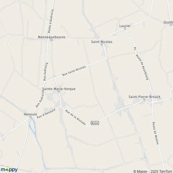 Plan SainteMarieKerque carte de SainteMarieKerque (62370) et