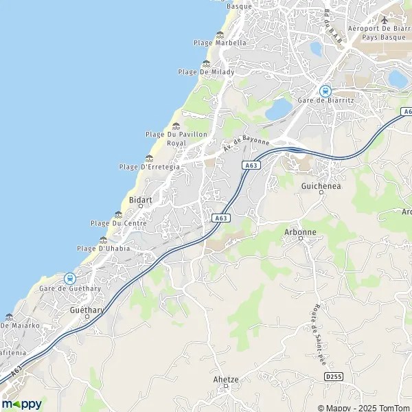 Plan Bidart carte de Bidart (64210) et infos pratiques