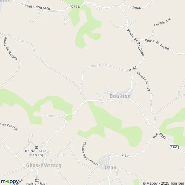 Plan Bouillon carte de Bouillon (64410) et infos pratiques