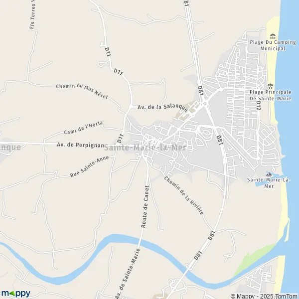 Plan SainteMarielaMer carte de SainteMarielaMer (66470) et infos pratiques