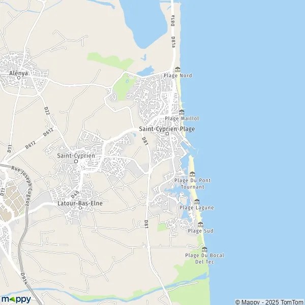 Plan SaintCyprienPlage carte de SaintCyprienPlage (66750) et