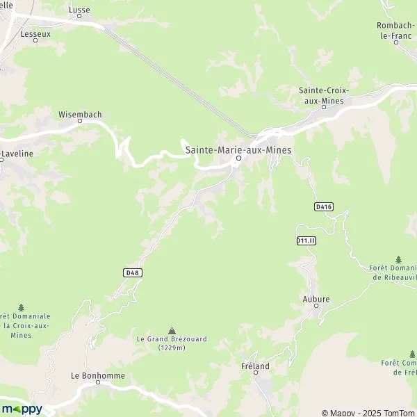 Plan SainteMarieauxMines carte de SainteMarieauxMines (68160) et infos pratiques