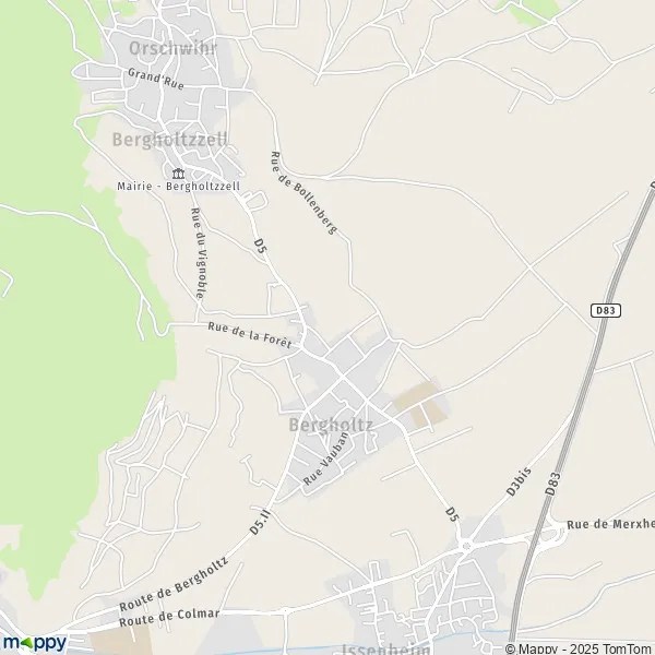 Plan Bergholtz carte de Bergholtz (68500) et infos pratiques
