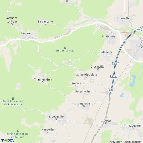 Plan SaintHippolyte carte de SaintHippolyte (68590) et infos pratiques