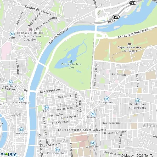 Carte Lyon 6 Plan lyon carte de lyon (69006) et infos pratiques