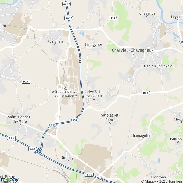 Plan ColombierSaugnieu carte de ColombierSaugnieu (69124) et infos