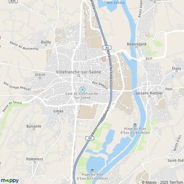 Plan VillefranchesurSaône carte de VillefranchesurSaône (69400