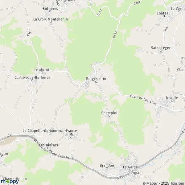 Plan Bergesserin : carte de Bergesserin (71250) et infos pratiques