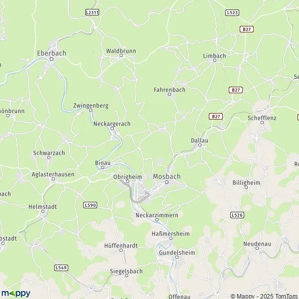 Landkarte Mosbach Plan Mosbach carte de Mosbach (74821) et infos pratiques