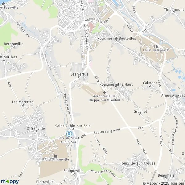 Plan SaintAubinsurScie carte de SaintAubinsurScie (76550) et
