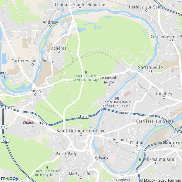 Plan SaintGermainenLaye carte de SaintGermainenLaye (78100) et