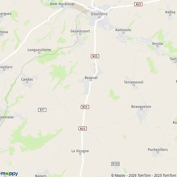 Plan Beauval carte de Beauval (80630) et infos pratiques