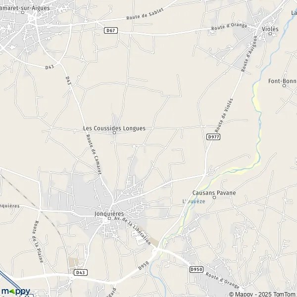 Plan Jonquières carte de Jonquières (84150) et infos pratiques