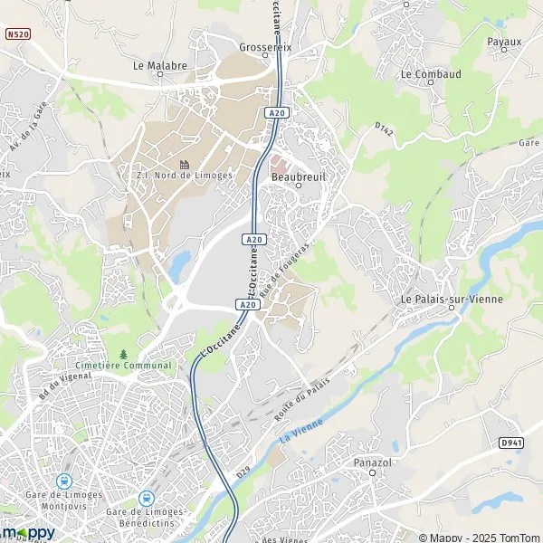 Plan Beaubreuil carte de Beaubreuil (87280) et infos pratiques