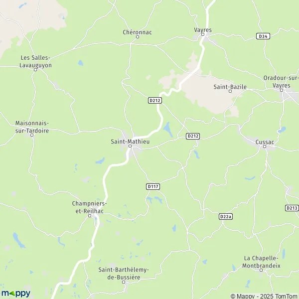 Plan SaintMathieu carte de SaintMathieu (87440) et infos pratiques