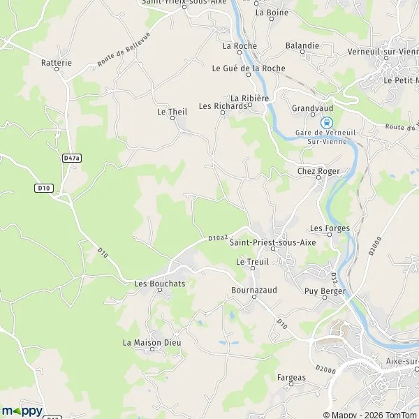 Plan SaintPriestsousAixe carte de SaintPriestsousAixe (87700