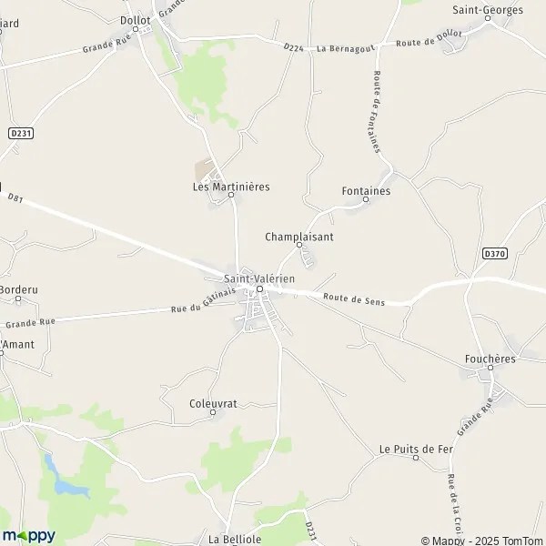 Plan SaintValérien carte de SaintValérien (89150) et infos pratiques