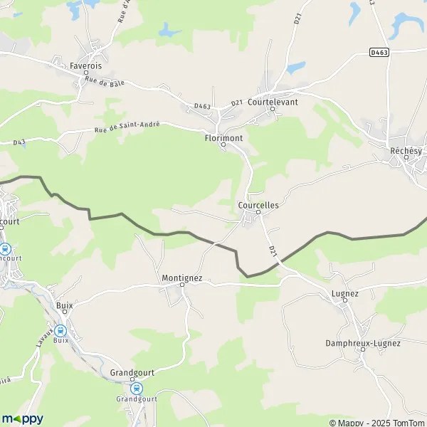 Plan Courcelles carte de Courcelles (90100) et infos pratiques