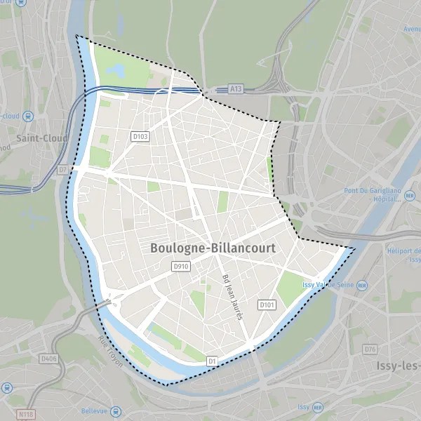 Plan BoulogneBillancourt carte de BoulogneBillancourt (92100) et