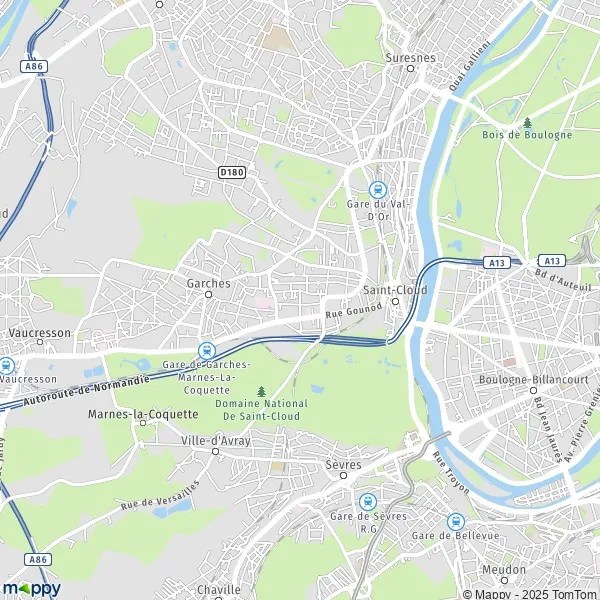 Plan SaintCloud carte de SaintCloud (92210) et infos pratiques