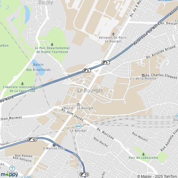 Plan Le Bourget carte de Le Bourget (93350) et infos pratiques