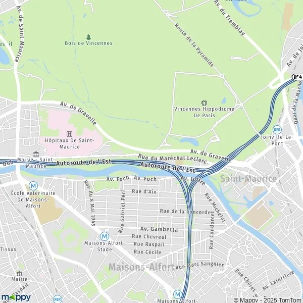 Plan SaintMaurice carte de SaintMaurice (94410) et infos pratiques