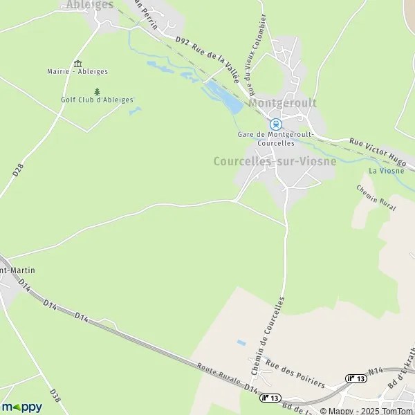 Plan CourcellessurViosne carte de CourcellessurViosne (95650) et