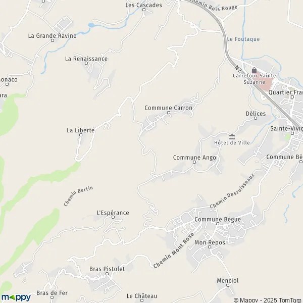 Plan SainteClotilde carte de SainteClotilde (97400) et infos pratiques