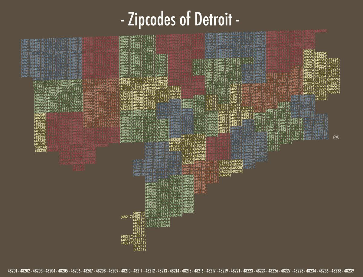 Map of All ZIP Codes in Detroit, Michigan Zipdatamaps.com