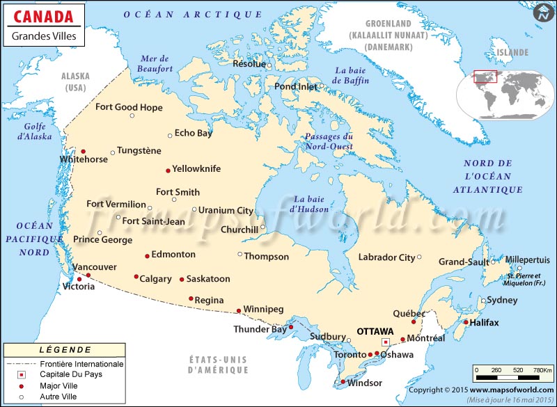 Carte Canada avec villes