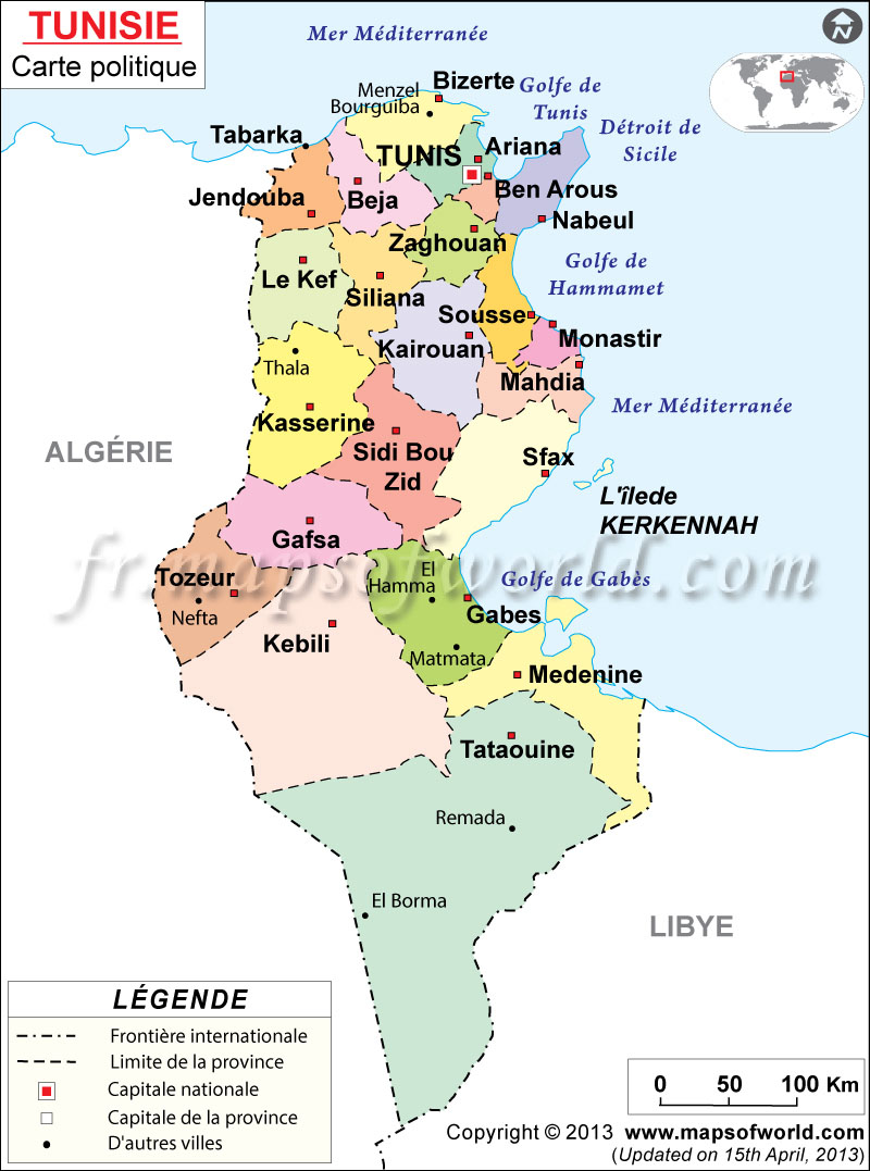 Carte Tunisie Carte de la Tunisie