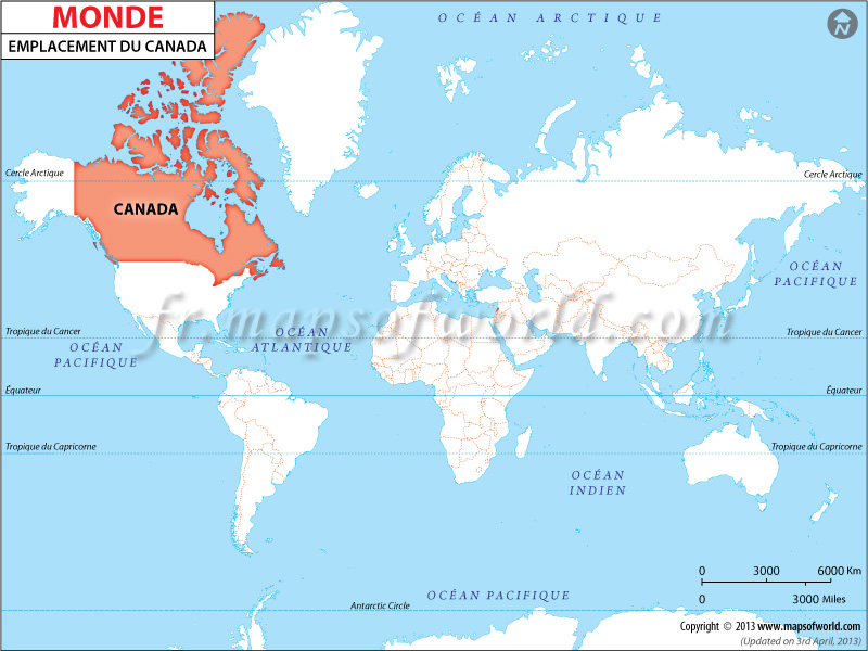 Où est le Canada Le Canada dans le Monde