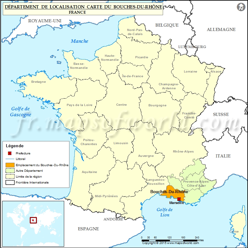 Bouches Du Rhone France Map BouchesduRhône Carte de localisation, BouchesduRhône Département