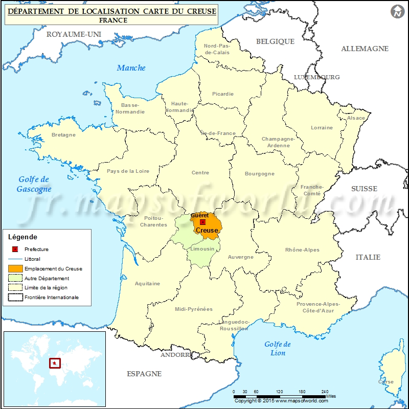 Pain Points Creuse Carte de localisation, Département Creuse, France