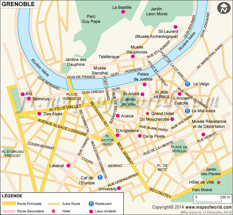Grenoble Carte Carte de la ville de Grenoble, France
