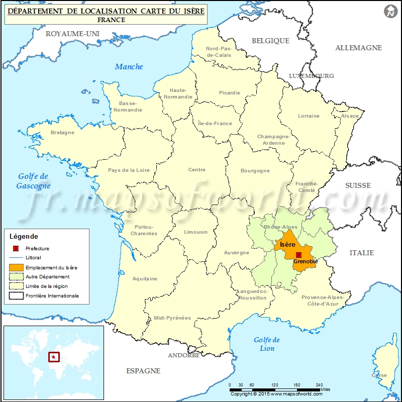 Isère carte de France » Voyage Carte Plan