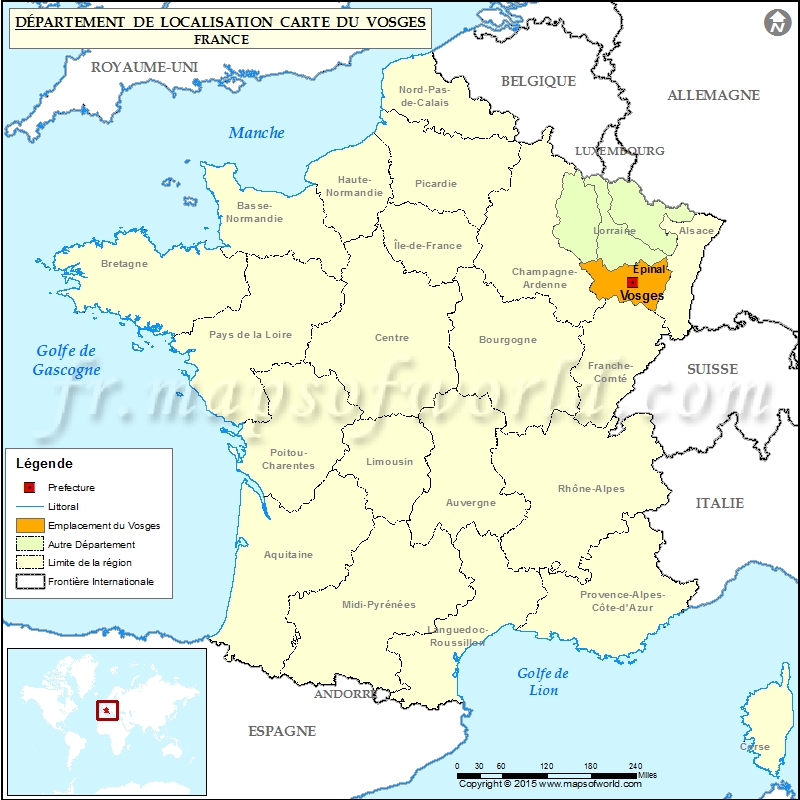Ou Se Situe Les Vosges Sur La Carte De France Carte de localisation des Vosges (88), Vosges département, France