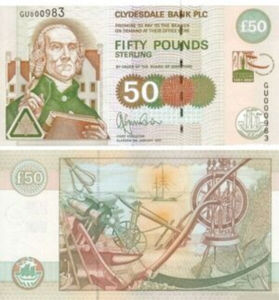 50 Pounds (Clydesdale Bank University of Glasgow) Écosse Numista