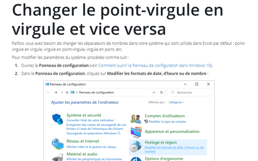 Comment changer le symbole décimal et le symbole de