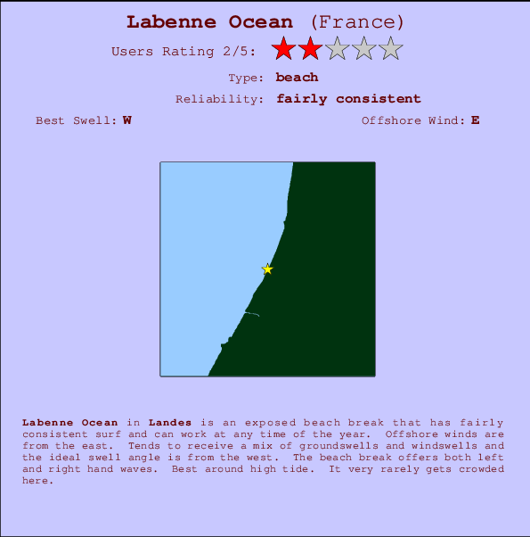 Labenne Ocean Carte Labenne Ocean Prévisions de Surf et Surf Report (Landes, France)
