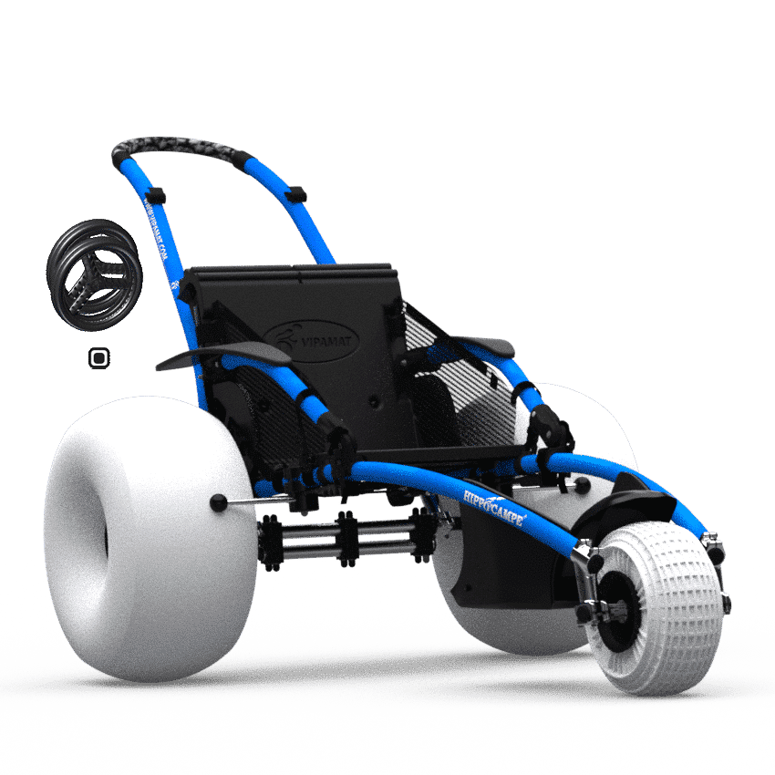 Fauteuil roulant de plage et toutterrain manuel Hippocampe Vipamat