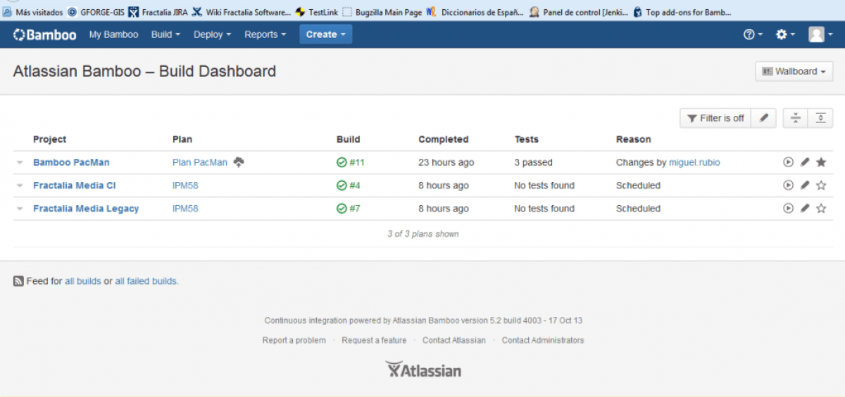 Servidores de Integración Continua. Bamboo & Jenkins (1/2) Grupo Fractalia