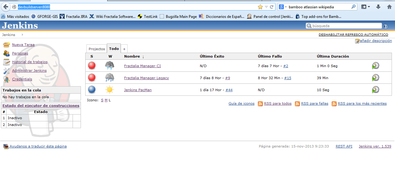 Servidores de Integración Continua. Bamboo & Jenkins (1/2) Grupo Fractalia