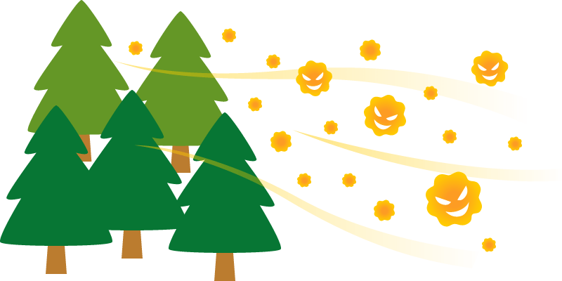 花粉症のイラスト | 季節行事の無料イラスト素材集 飛散するスギ花粉のイラスト | 無料フリーイラスト素材集【Frame Illust】